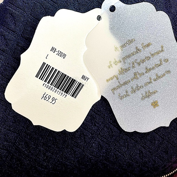 NWT Altar’d State (LG) Navy Blue Knit A-Line Fit & Flare Dress w/ Lace Sleeves - Picture 11 of 13